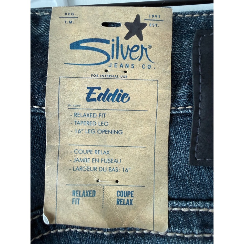 Silver Jeans Co Eddie Relaxed Tapered Leg Jeans Mens 31x32 Dark Wash New NWT - Picture 5 of 16